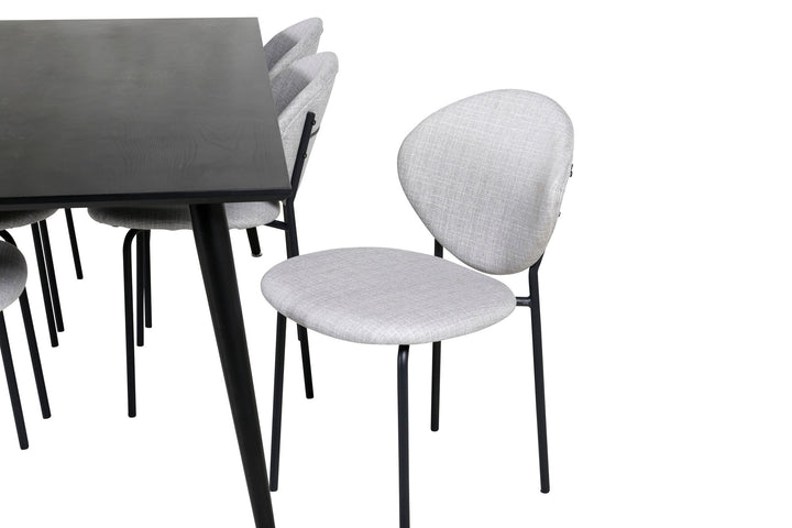 Venture Home Dipp Dining Table - 180*90cm - Black Veneer / all black legs +Vault Dining Cha