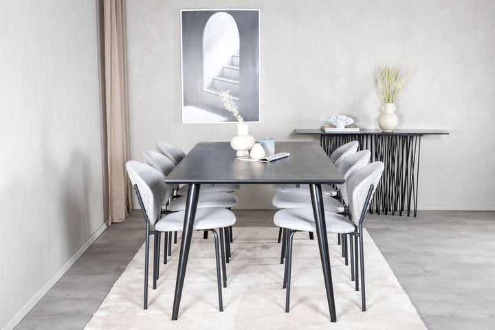 Venture Home Dipp Dining Table - 180*90cm - Black Veneer / all black legs +Vault Dining Cha