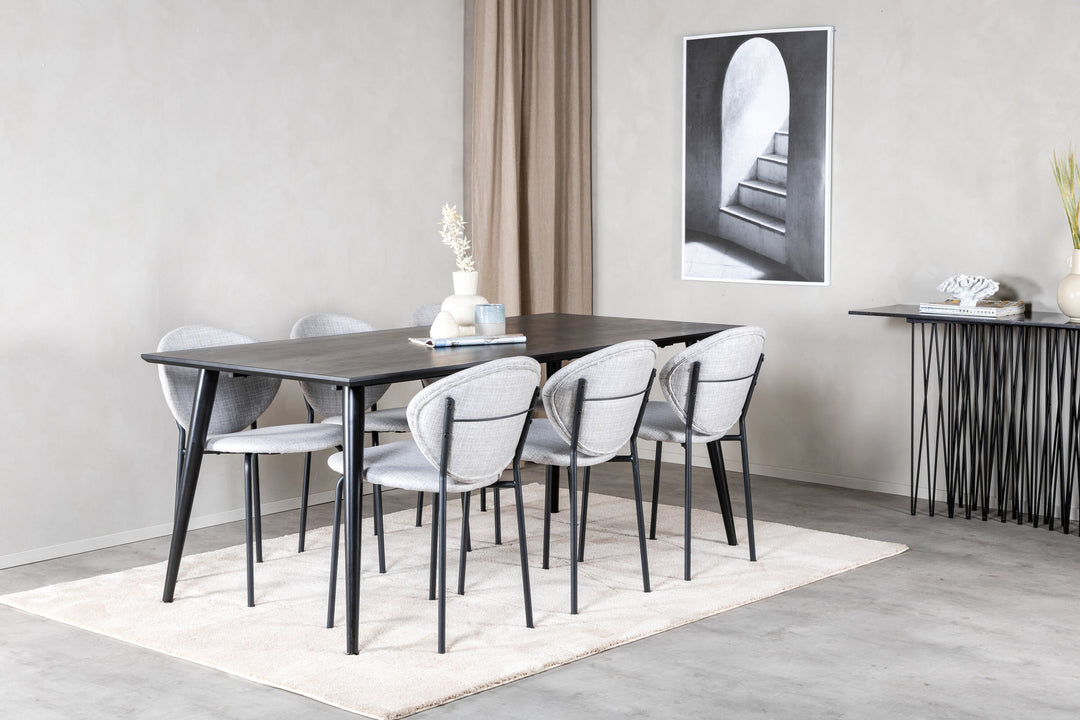 Venture Home Dipp Dining Table - 180*90cm - Black Veneer / all black legs +Vault Dining Cha
