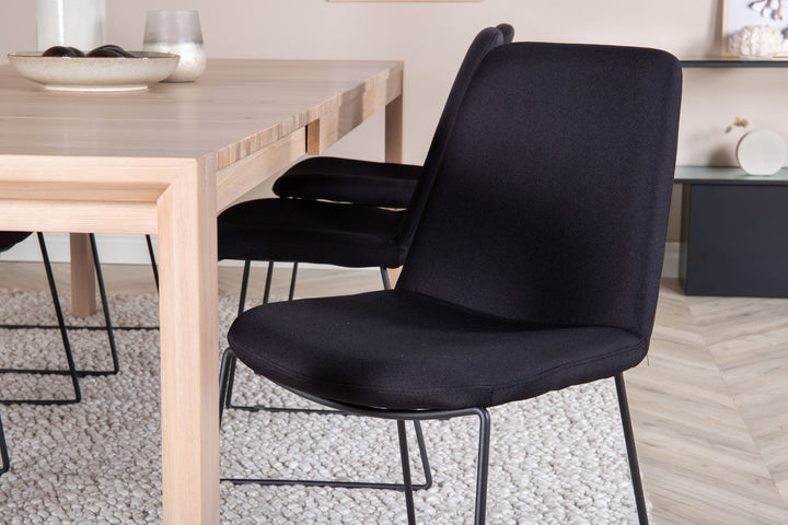 Venture Home Slider Extention Table - White Wash - 170+40+40cm +Muce Dining Chair - Black L