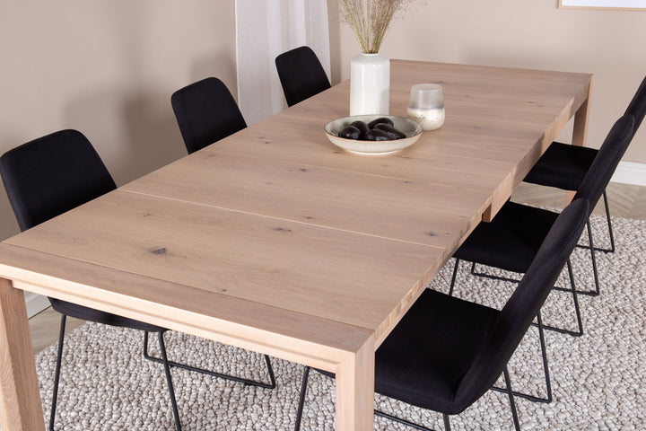 Venture Home Slider Extention Table - White Wash - 170+40+40cm +Muce Dining Chair - Black L