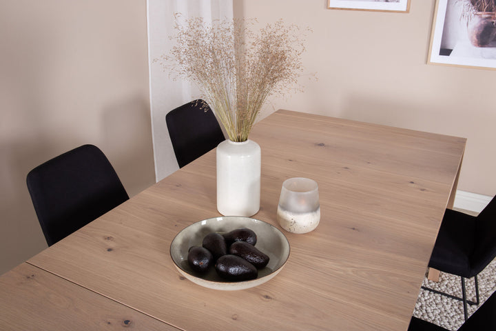 Venture Home Slider Extention Table - White Wash - 170+40+40cm +Muce Dining Chair - Black L
