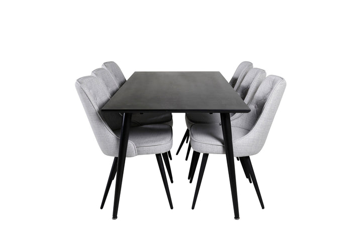 Venture Home Dipp Dining Table - 180*90cm - Black Veneer / all black legs +Velvet Deluxe Di