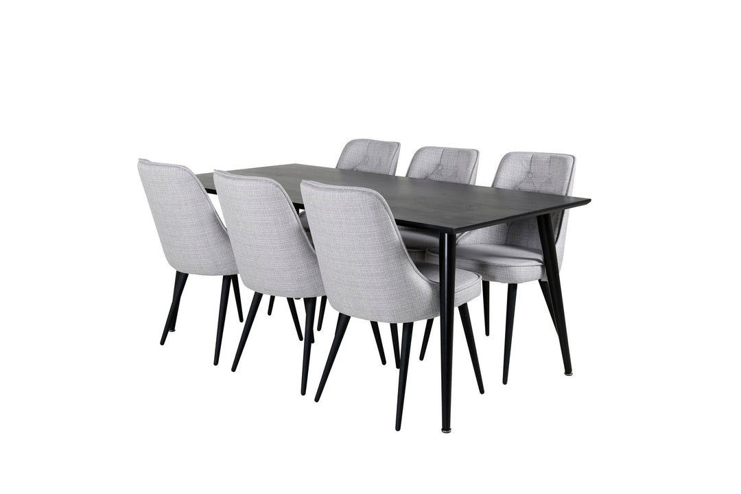 Venture Home Dipp Dining Table - 180*90cm - Black Veneer / all black legs +Velvet Deluxe Di