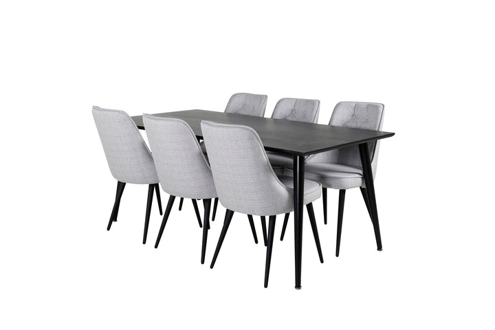 Venture Home Dipp Dining Table - 180*90cm - Black Veneer / all black legs +Velvet Deluxe Di