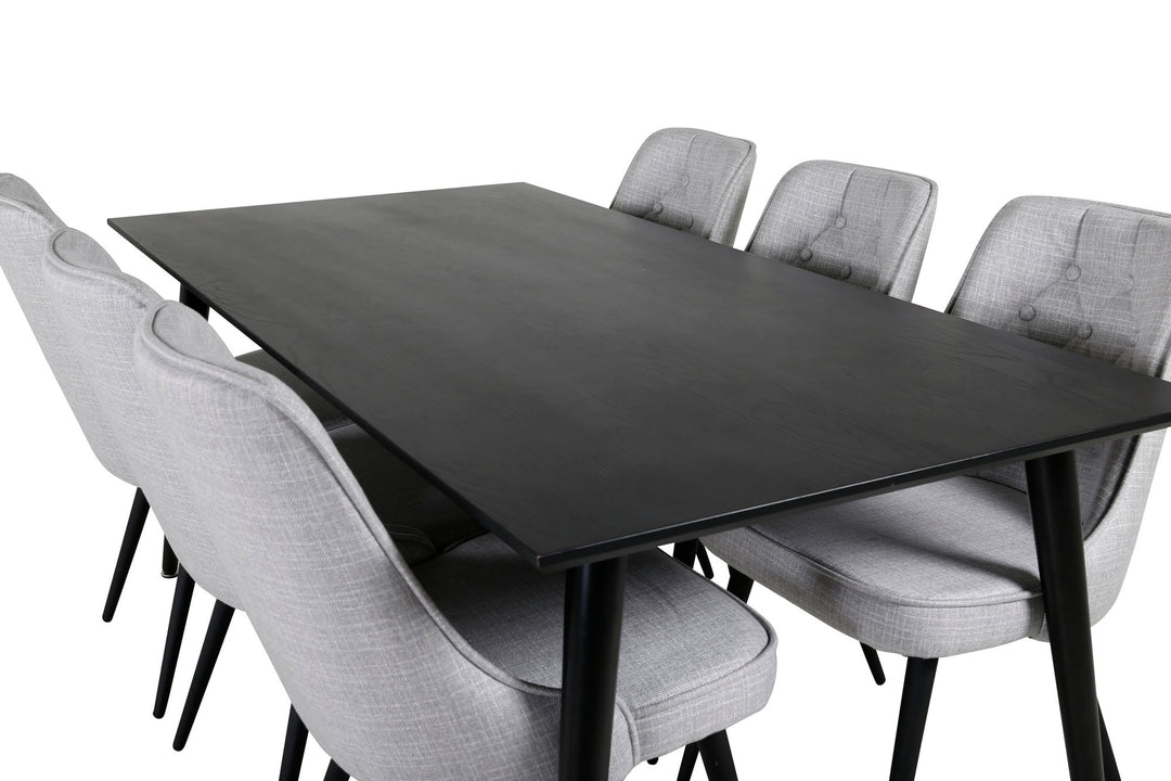 Venture Home Dipp Dining Table - 180*90cm - Black Veneer / all black legs +Velvet Deluxe Di