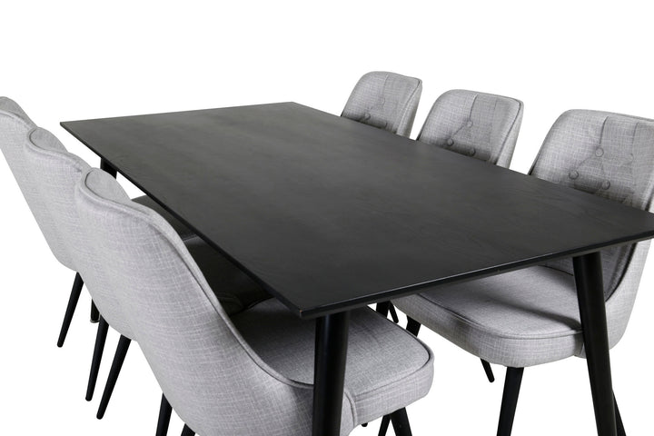 Venture Home Dipp Dining Table - 180*90cm - Black Veneer / all black legs +Velvet Deluxe Di