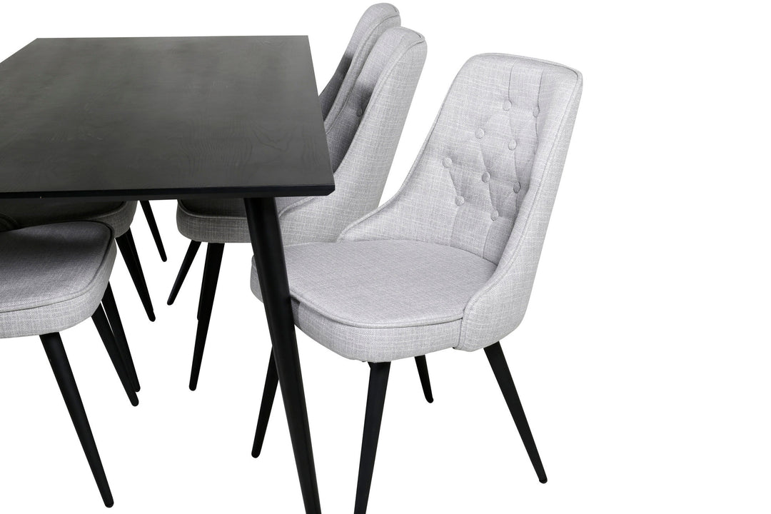 Venture Home Dipp Dining Table - 180*90cm - Black Veneer / all black legs +Velvet Deluxe Di