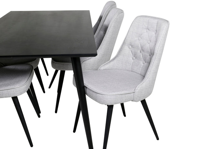 Venture Home Dipp Dining Table - 180*90cm - Black Veneer / all black legs +Velvet Deluxe Di