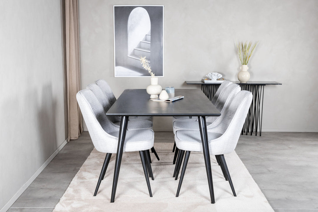 Venture Home Dipp Dining Table - 180*90cm - Black Veneer / all black legs +Velvet Deluxe Di