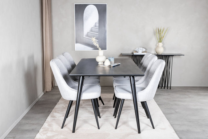 Venture Home Dipp Dining Table - 180*90cm - Black Veneer / all black legs +Velvet Deluxe Di