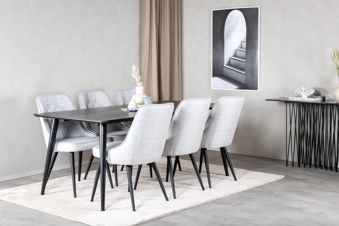 Venture Home Dipp Dining Table - 180*90cm - Black Veneer / all black legs +Velvet Deluxe Di