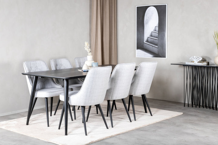 Venture Home Dipp Dining Table - 180*90cm - Black Veneer / all black legs +Velvet Deluxe Di