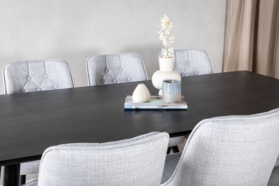 Venture Home Dipp Dining Table - 180*90cm - Black Veneer / all black legs +Velvet Deluxe Di