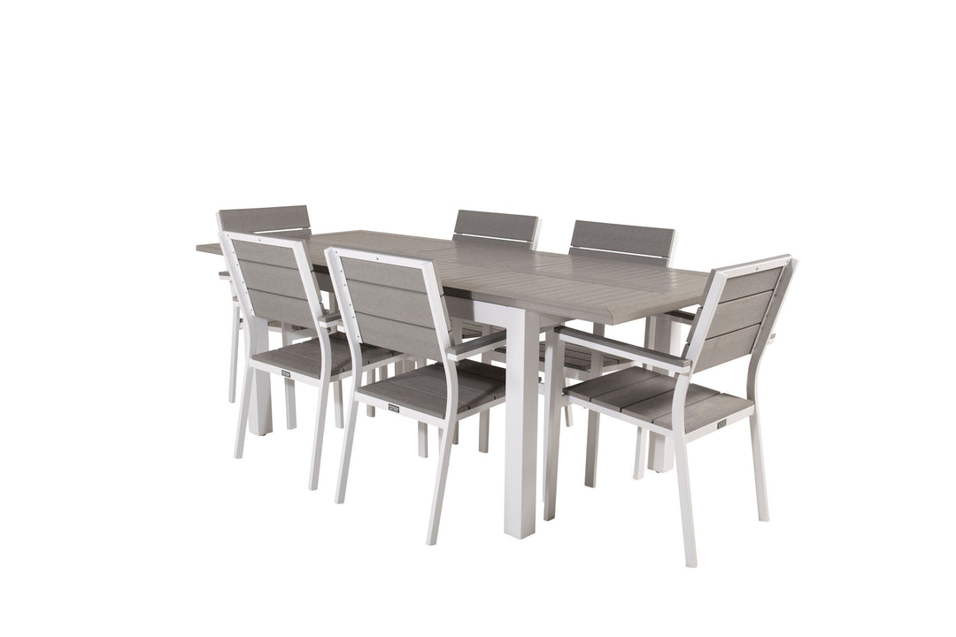 Venture Home Albany Dining Table 152/210*90 - White Alu / Grey Aintwood+Levels Chair (stackable) - White Alu / Grey Aintwood_6