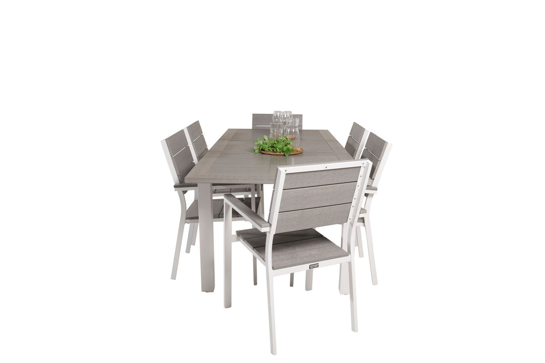 Venture Home Albany Dining Table 152/210*90 - White Alu / Grey Aintwood+Levels Chair (stackable) - White Alu / Grey Aintwood_6