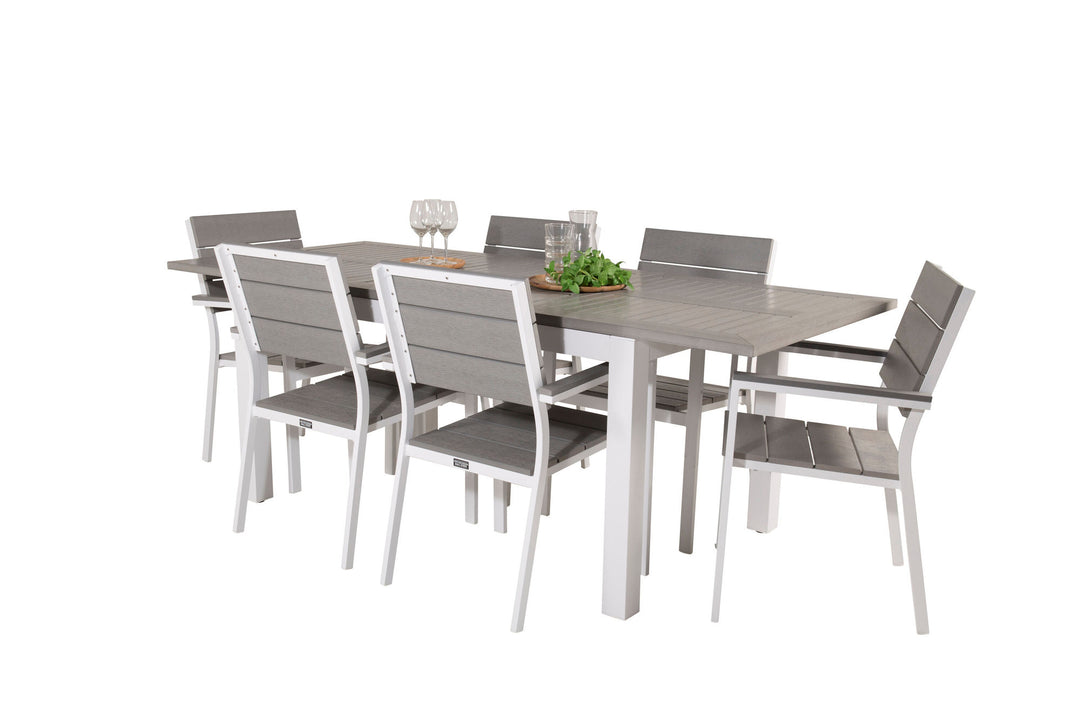 Venture Home Albany Dining Table 152/210*90 - White Alu / Grey Aintwood+Levels Chair (stackable) - White Alu / Grey Aintwood_6