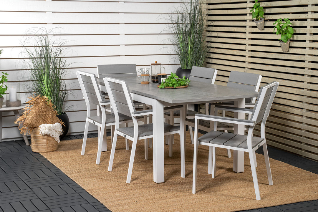 Venture Home Albany Dining Table 152/210*90 - White Alu / Grey Aintwood+Levels Chair (stackable) - White Alu / Grey Aintwood_6