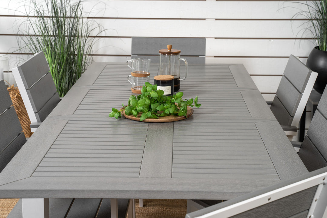 Venture Home Albany Dining Table 152/210*90 - White Alu / Grey Aintwood+Levels Chair (stackable) - White Alu / Grey Aintwood_6