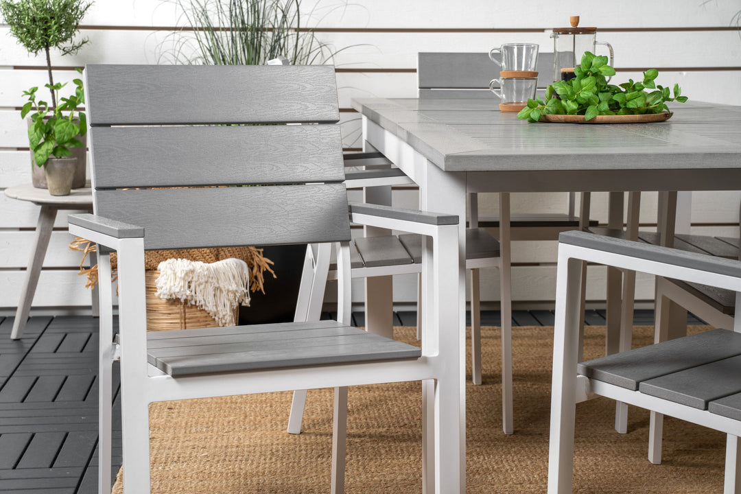 Venture Home Albany Dining Table 152/210*90 - White Alu / Grey Aintwood+Levels Chair (stackable) - White Alu / Grey Aintwood_6