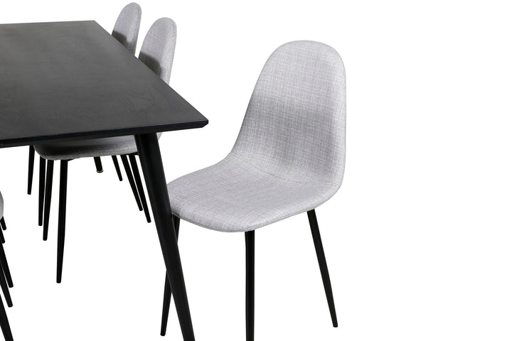 Venture Home Dipp Dining Table - 180*90cm - Black Veneer / all black legs - Polar Dining Chair - Black Legs - Light Grey Fabric 6