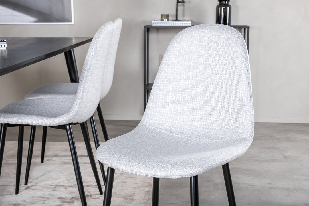 Venture Home Dipp Dining Table - 180*90cm - Black Veneer / all black legs - Polar Dining Chair - Black Legs - Light Grey Fabric 6