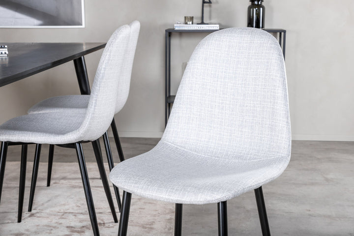 Venture Home Dipp Dining Table - 180*90cm - Black Veneer / all black legs - Polar Dining Chair - Black Legs - Light Grey Fabric 6