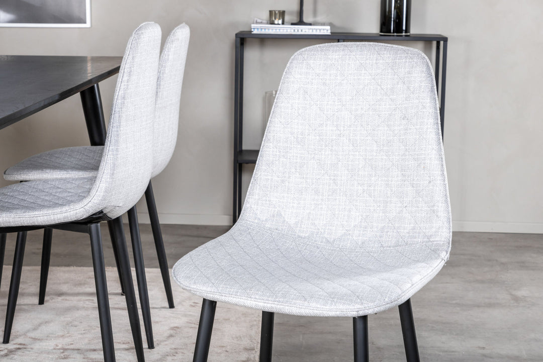 Venture Home Dipp Dining Table - 180*90cm - Black Veneer / all black legs - Polar Diamond Dining Chair - Black Legs - Grey Fabric 6