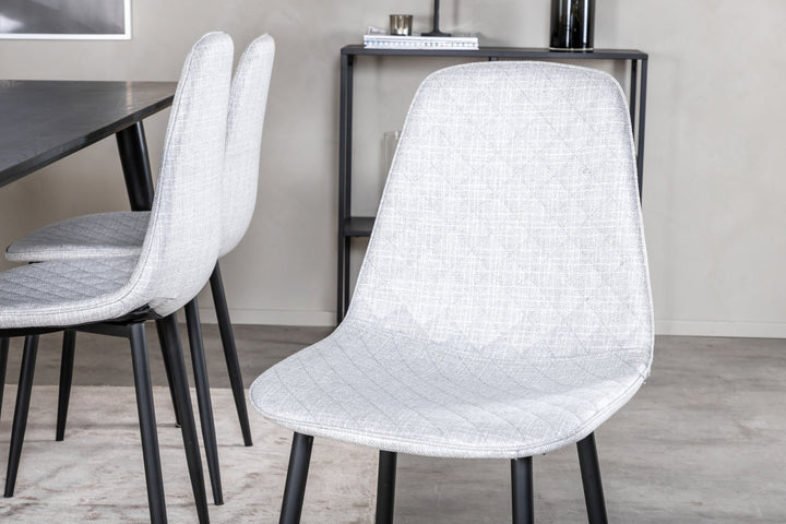 Venture Home Dipp Dining Table - 180*90cm - Black Veneer / all black legs - Polar Diamond Dining Chair - Black Legs - Grey Fabric 6