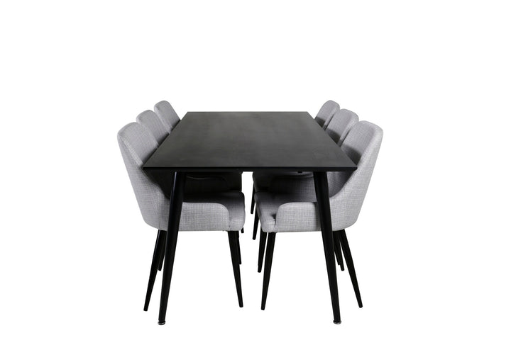 Venture Home Dipp Dining Table - 180*90cm - Black Veneer / all black legs +Plaza Dining cha