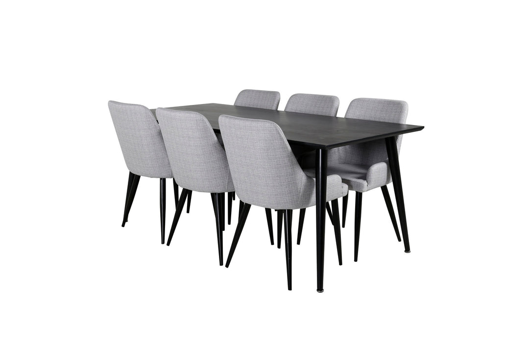Venture Home Dipp Dining Table - 180*90cm - Black Veneer / all black legs +Plaza Dining cha
