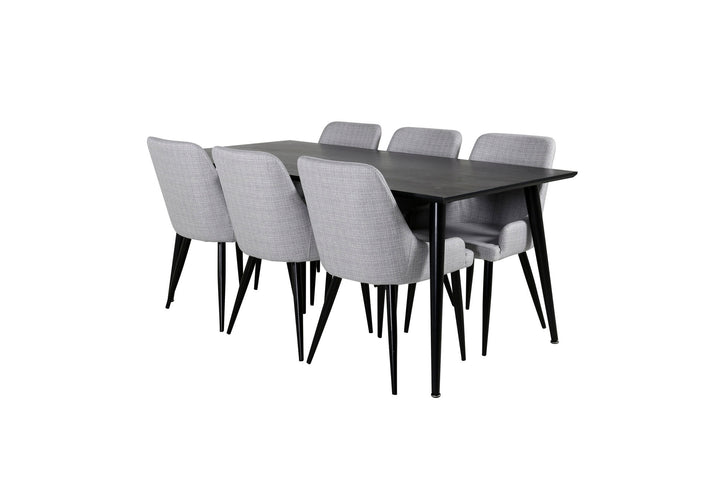 Venture Home Dipp Dining Table - 180*90cm - Black Veneer / all black legs +Plaza Dining cha