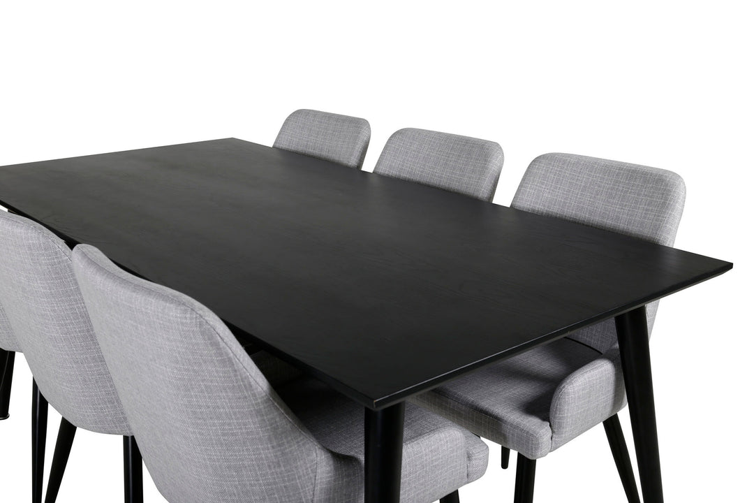 Venture Home Dipp Dining Table - 180*90cm - Black Veneer / all black legs +Plaza Dining cha