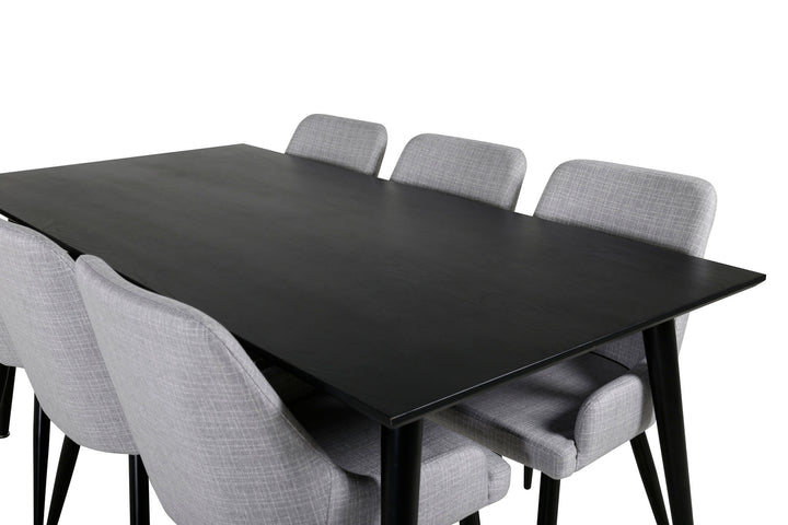 Venture Home Dipp Dining Table - 180*90cm - Black Veneer / all black legs +Plaza Dining cha