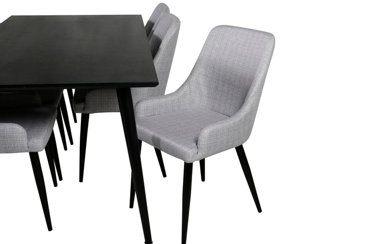 Venture Home Dipp Dining Table - 180*90cm - Black Veneer / all black legs +Plaza Dining cha