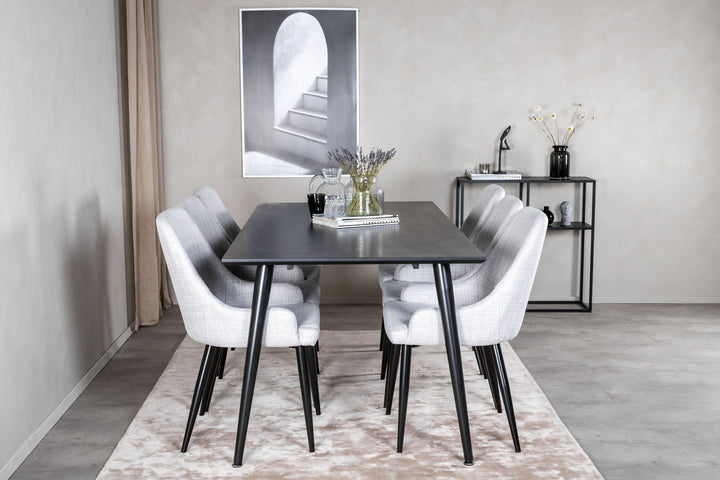 Venture Home Dipp Dining Table - 180*90cm - Black Veneer / all black legs +Plaza Dining cha