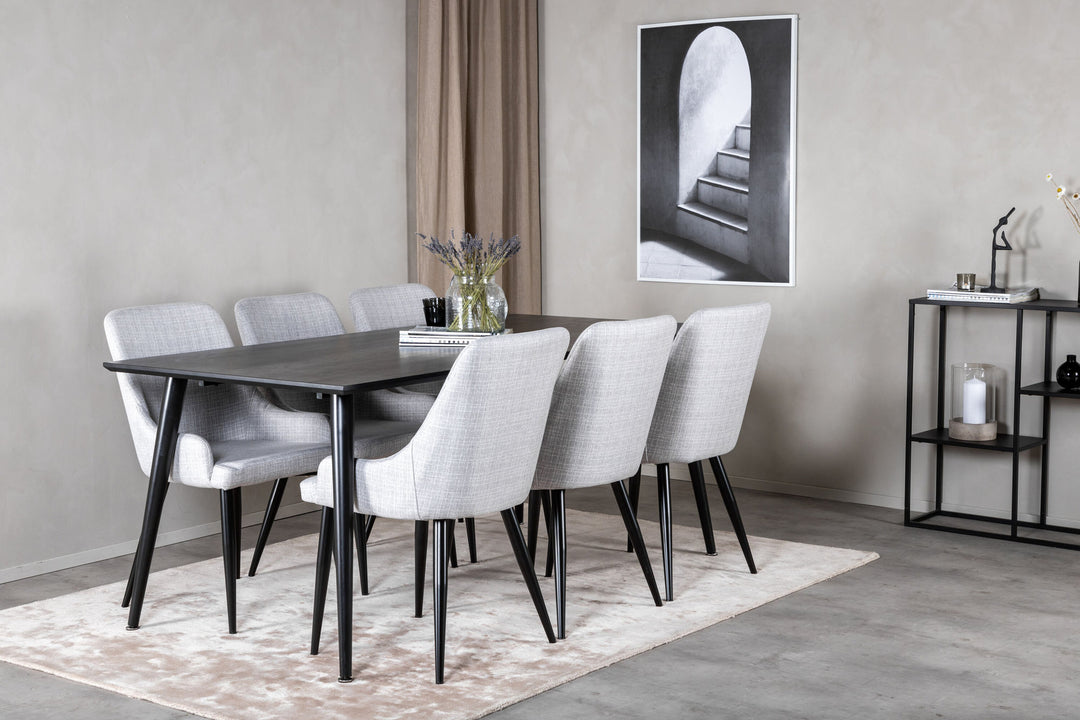 Venture Home Dipp Dining Table - 180*90cm - Black Veneer / all black legs +Plaza Dining cha