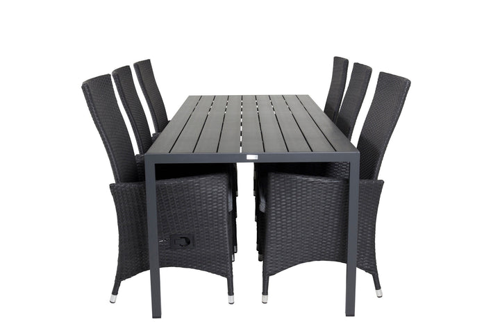 Venture Home Break Dining Table - 205*90 - Black Alu / Black Aintwood+Padova Arm Chair Reclin