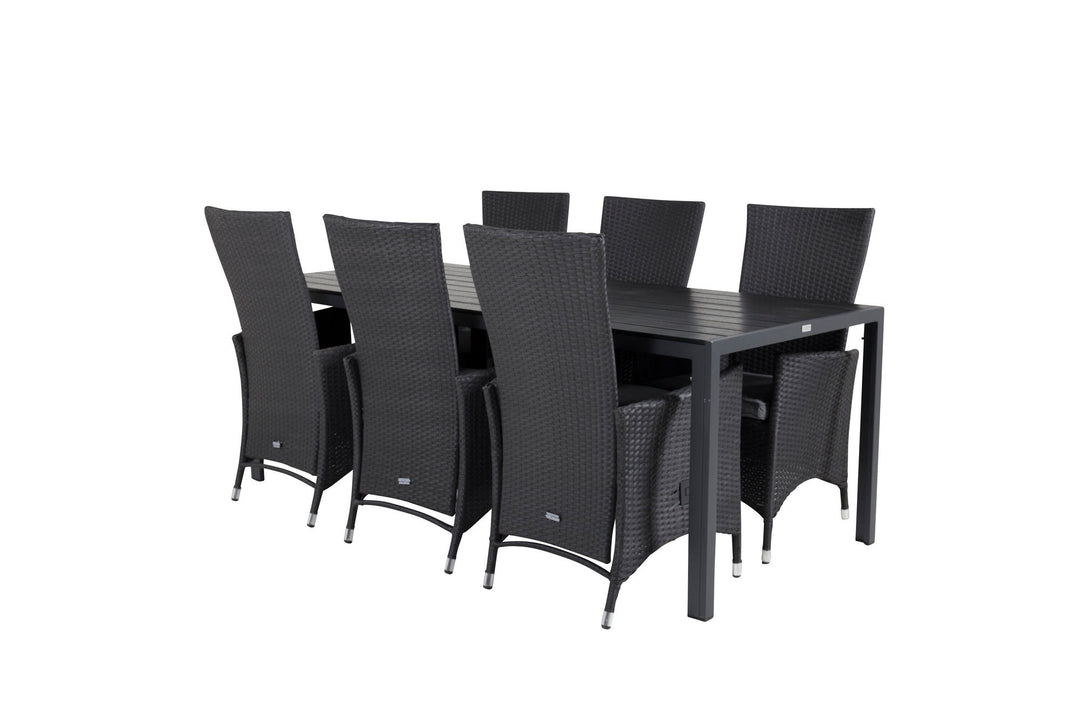 Venture Home Break Dining Table - 205*90 - Black Alu / Black Aintwood+Padova Arm Chair Reclin