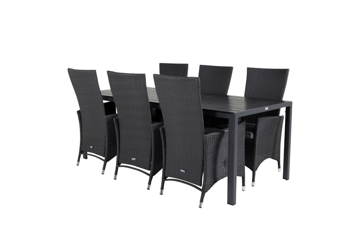 Venture Home Break Dining Table - 205*90 - Black Alu / Black Aintwood+Padova Arm Chair Reclin