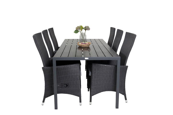 Venture Home Break Dining Table - 205*90 - Black Alu / Black Aintwood+Padova Arm Chair Reclin