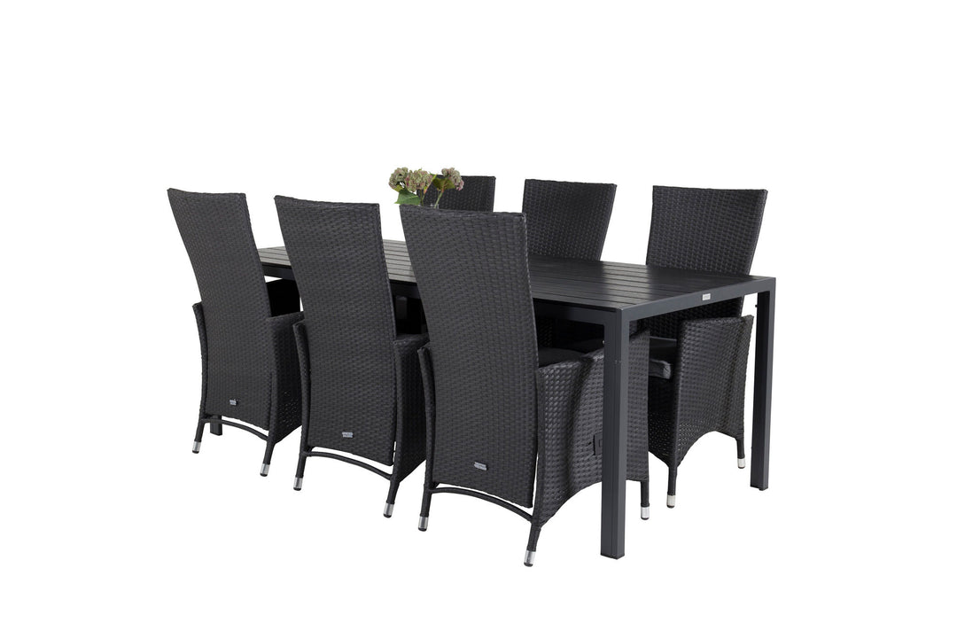 Venture Home Break Dining Table - 205*90 - Black Alu / Black Aintwood+Padova Arm Chair Reclin