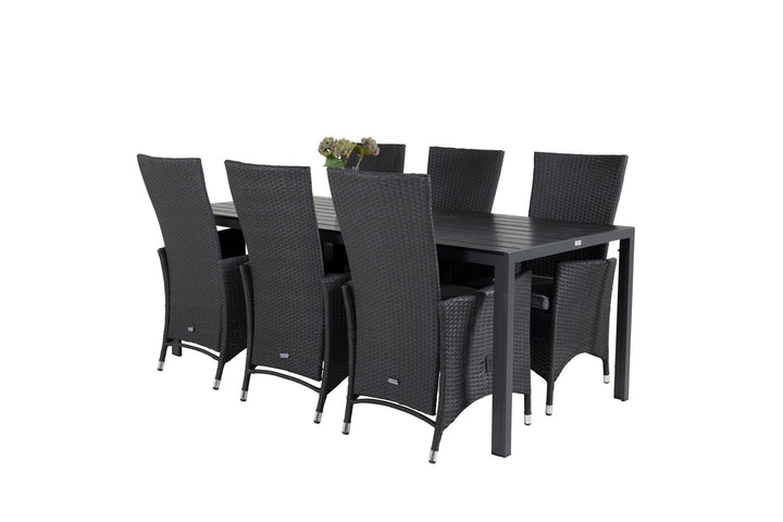 Venture Home Break Dining Table - 205*90 - Black Alu / Black Aintwood+Padova Arm Chair Reclin
