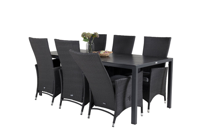 Venture Home Break Dining Table - 205*90 - Black Alu / Black Aintwood+Padova Arm Chair Reclin