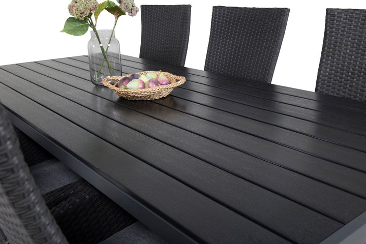 Venture Home Break Dining Table - 205*90 - Black Alu / Black Aintwood+Padova Arm Chair Reclin