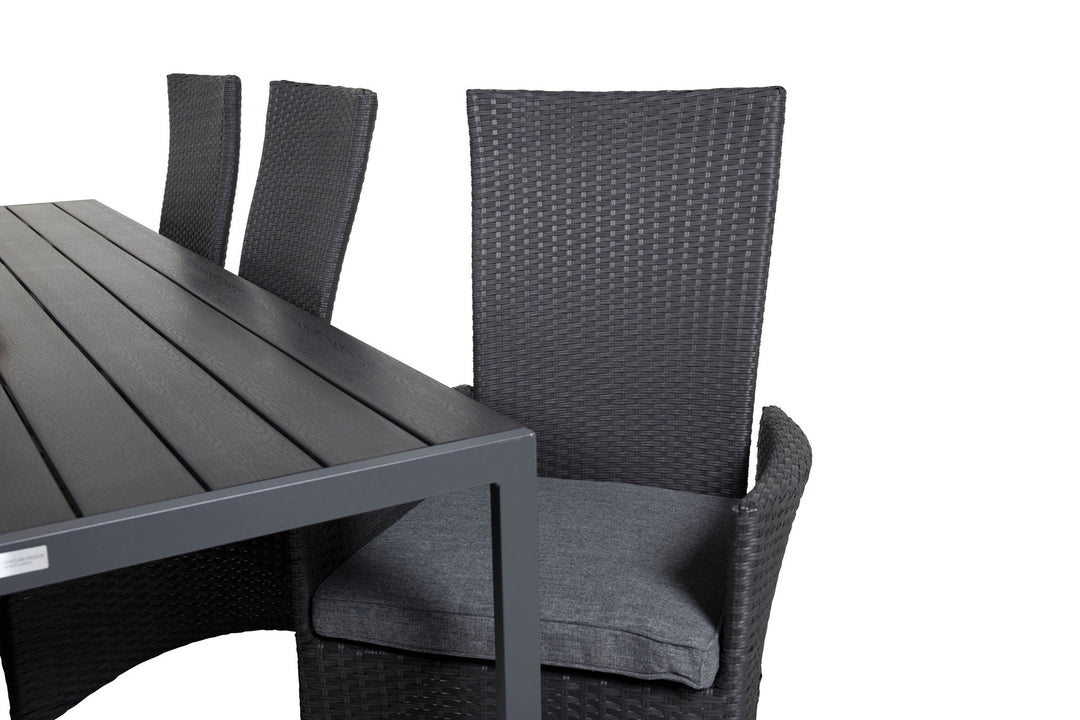 Venture Home Break Dining Table - 205*90 - Black Alu / Black Aintwood+Padova Arm Chair Reclin