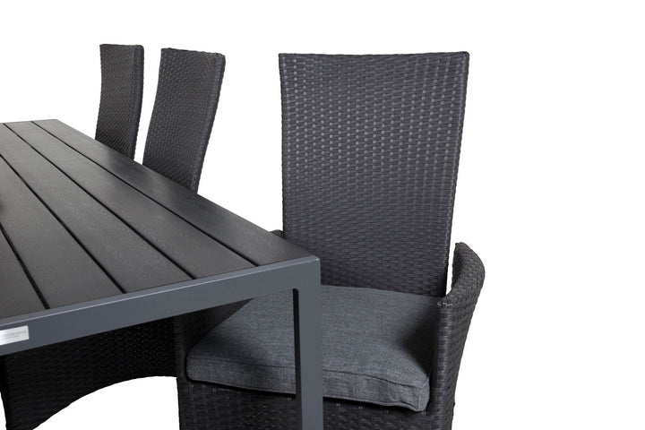 Venture Home Break Dining Table - 205*90 - Black Alu / Black Aintwood+Padova Arm Chair Reclin