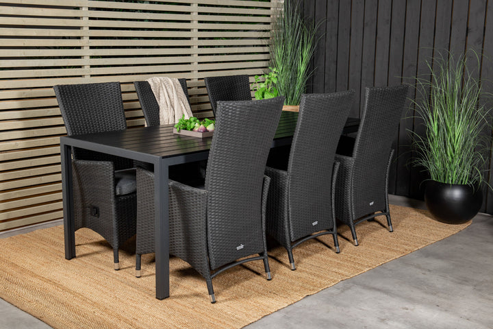 Venture Home Break Dining Table - 205*90 - Black Alu / Black Aintwood+Padova Arm Chair Reclin