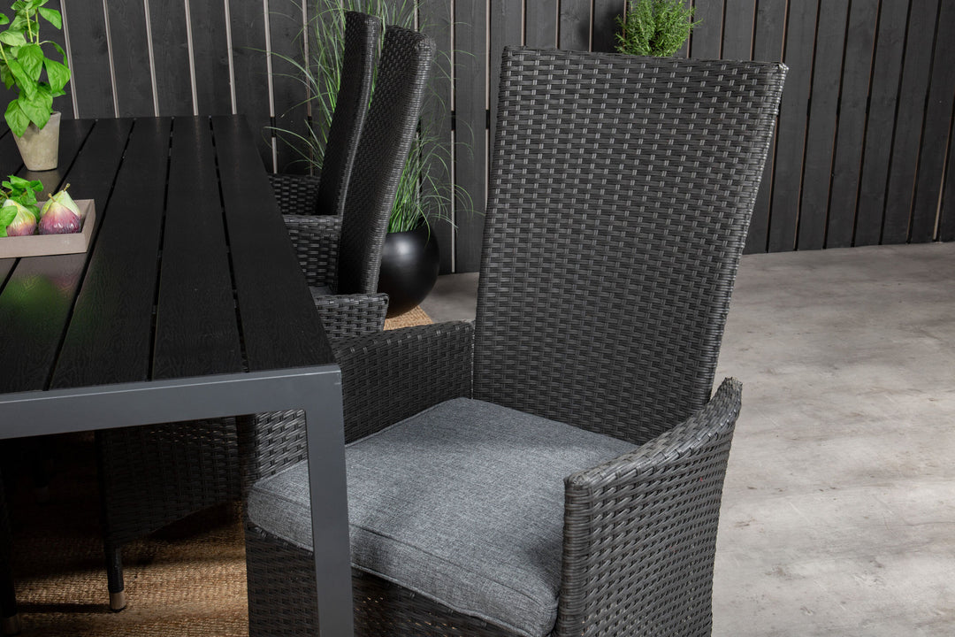 Venture Home Break Dining Table - 205*90 - Black Alu / Black Aintwood+Padova Arm Chair Reclin