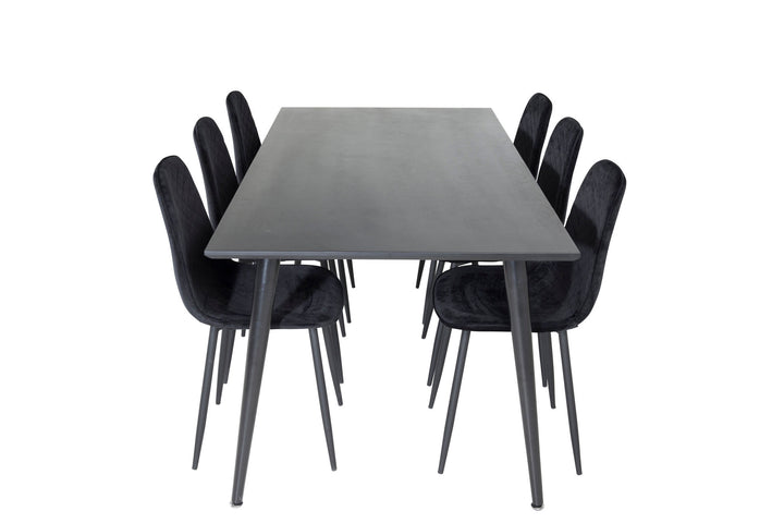 Venture Home Dipp Dining Table - 180*90cm - Black Veneer / all black legs +Polar Diamond Dining Chair - Black Legs - Black Velvet_6